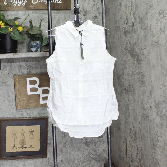 DG2 Tops - DG2 Womens Fringe Button Up Sleeveless Shirt Top 721920 White M